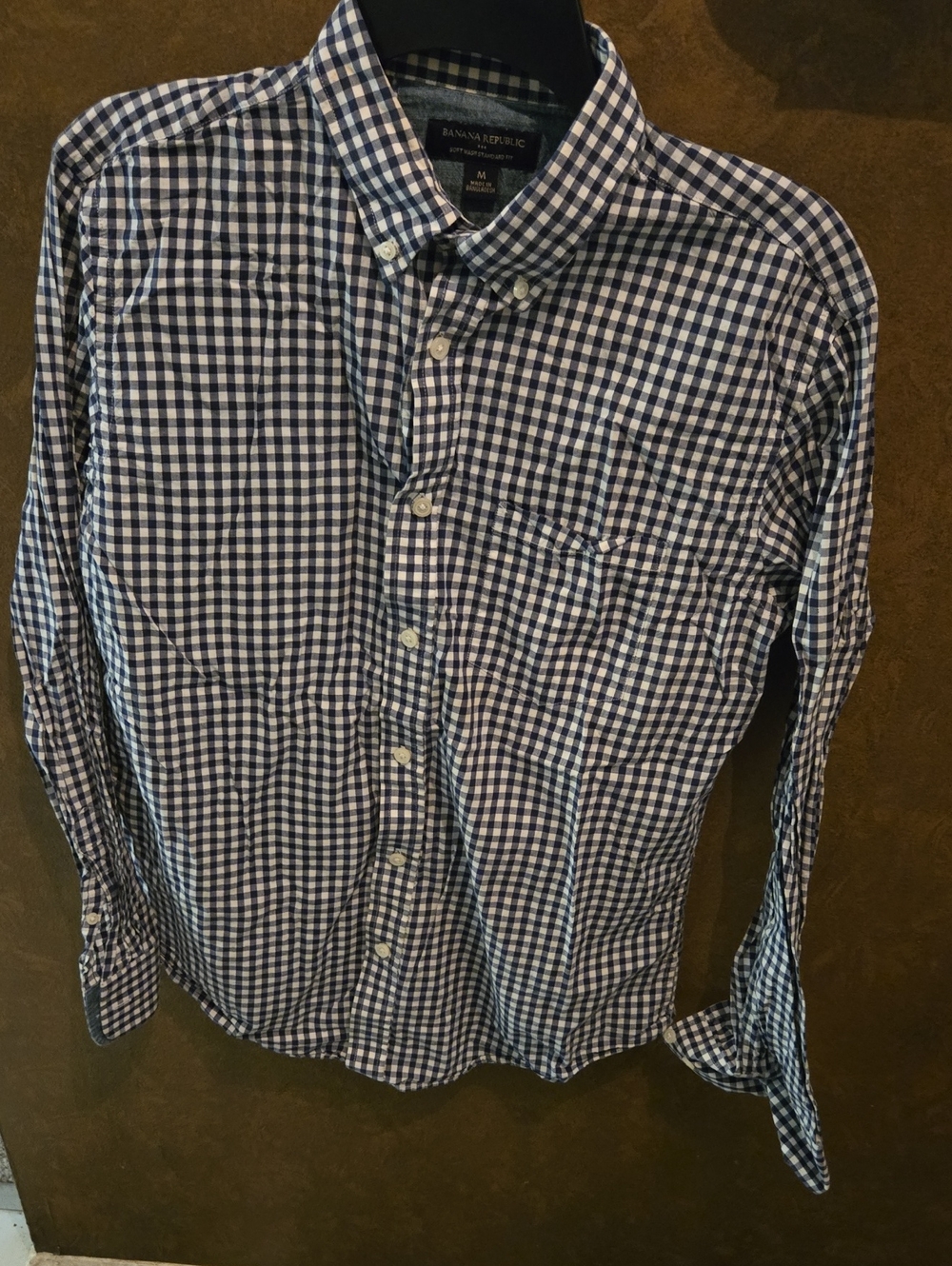 Banana Republic Navy and White Gingham Button-Down Shirt
